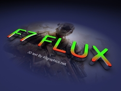 3d logo design for f7 flux a gamer. font color gradient green to orange. Background property of call of duty black ops.