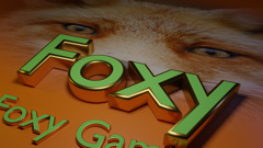 3d logo design for foxy. Background image of a fox provided by Google.