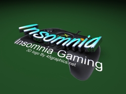 3d logo design for insomnia gaming. Background image of Xbox controller property of Microsoft Xbox.