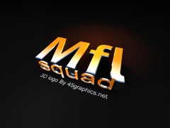 3d logo design for Mfl squad. Font color gradient orange to white. 