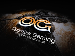 3d logo for Optimize Gaming with a background of black ops 2.
