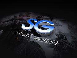 3d logo design for scuff gaming. background image courtesy of black ops. font color gradient blue to white.