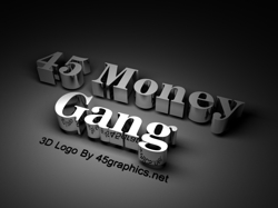 3d text design for 45 money gang