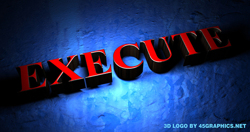 3d logo for execute. Font type used times new roman bold.